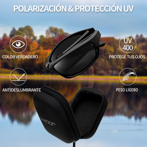 Lentes De Sol Plegables Hombre Mujer Uv Deportivos Ciclismo Anti Luz Solar De Moda Estilo Clásico Diseño Negro