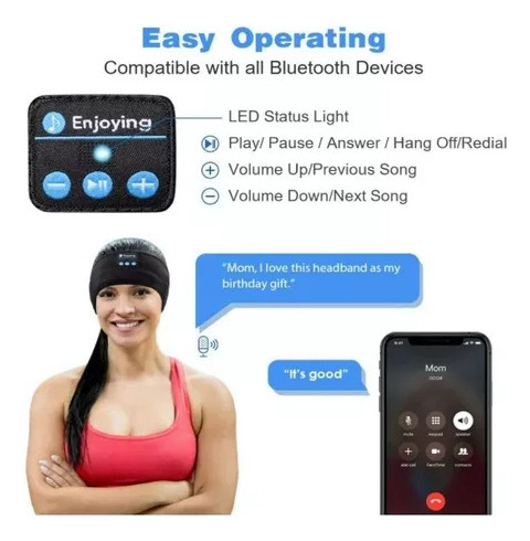 Audífonos Bluetooth, Diadema Deportiva, Máscara Para Ojos