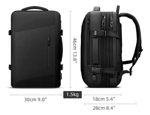 Mochila Maleta Impermeable Antirrobo Expansible 35l Usb
