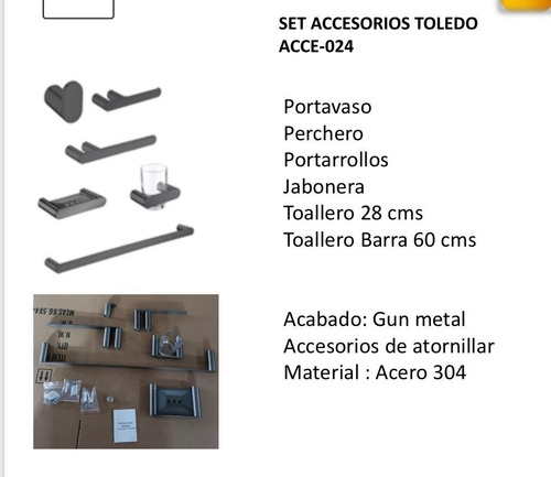 Eup Set De Accesorios Gun Meta Toledo/6 Piezas Baños