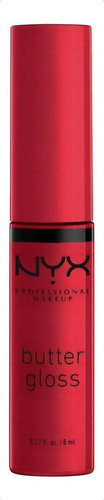 Labial Líquido Nyx Butter Gloss Cobertura Ligera A Media 8ml Red Velvet