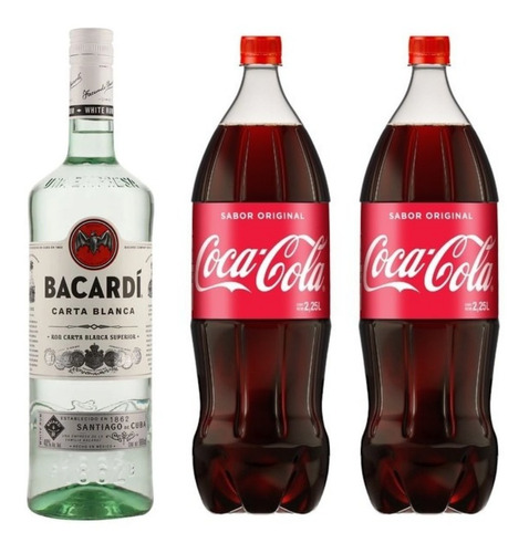 Bacardí Blanco 980ml + 2 Coca Original 2,25l Zetta Bebidas 