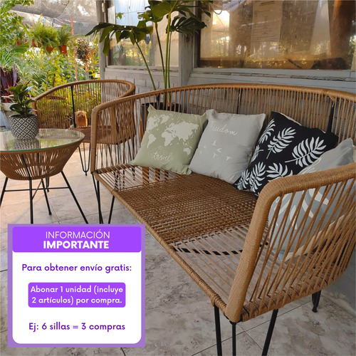 Silla Tulum Respaldo Alto X8 Símil Yute O Pvc