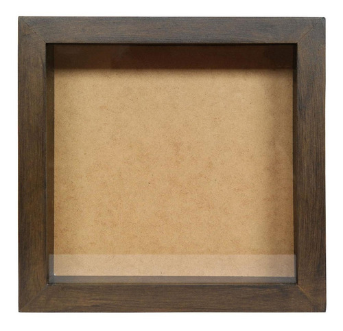 Moldura Caixa Alta 22x22cm Nogueira Com Vidro