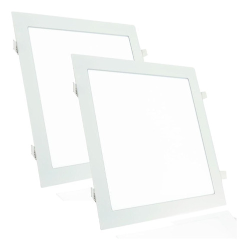 Kit 2 Painel Plafon Led 24w 25w Quadrado Embutir 6500k 30x30