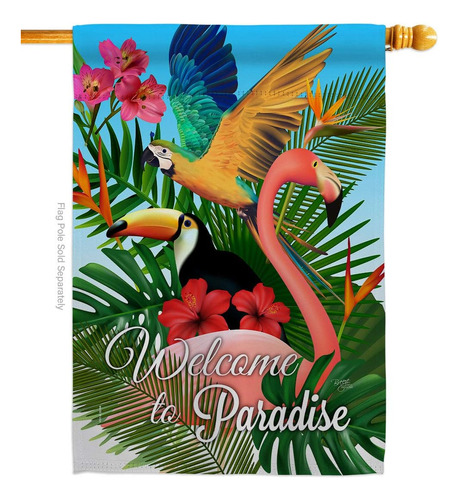 Breeze Decor Bandera De Casa De Paraíso De Pájaros Tropicale