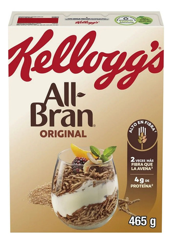 2 Pzs Kelloggs Cereal Salvado De Trigo Original All-bran 465