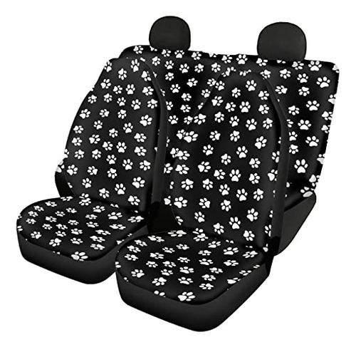 Foruidea Car Seat Cover Full Set Dog Paw Print Car Seat Cov1