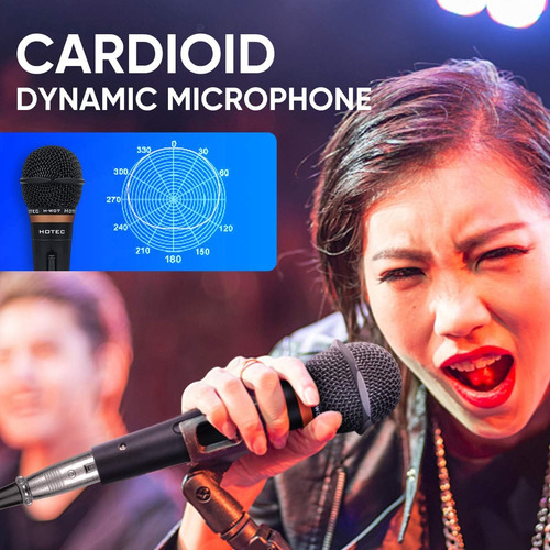 Microfono De Mano Dinamico Vocal Premium Hotec Con 19 Pie...