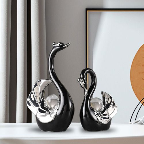 Figuras De Cisne, Escultura, Regalo De Negro