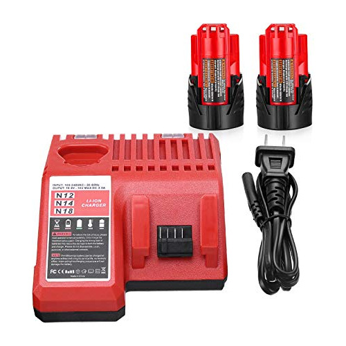 Kit De Batería M12 De 2 Paquetes De 3.0ah, Cargador De