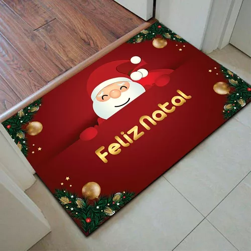 Tapete de Natal para Porta Ho Ho Ho Vermelho