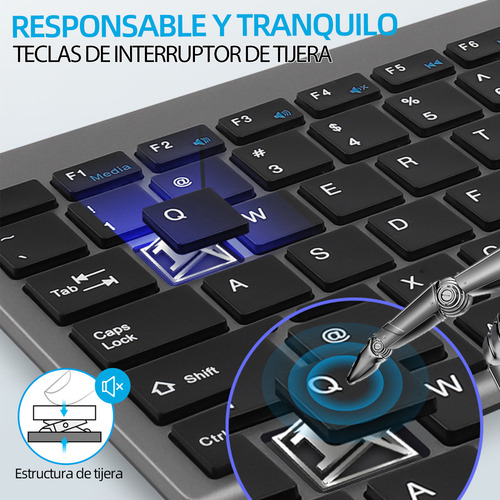 Teclado Y Mouse Español Inalámbrico Kit Teclado Y Ratón Recargable De Wifi De Conexión Estable 2.4 Ghz Compacto Con Ñ Ratón 3 Ajustable Dpi Silencioso Para Pc Windows 7 8, 10, 11,mac Os