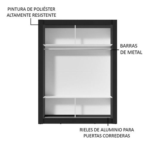 Ropero Closet Madesa Denver 2 Puertas Com Espejo Nn