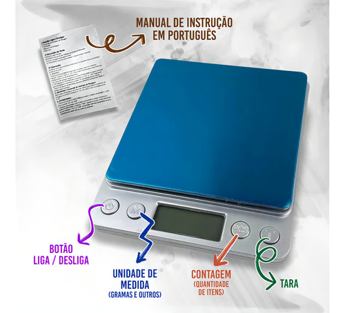 Mini Balança Digital Cozinha 0,1g Até 2000g Alimentos