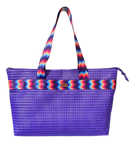 Bolsa De Praia Casual Reforçada Grande Estampada Cor Roxo Cor da correia de ombro Colorido Desenho do tecido Liso