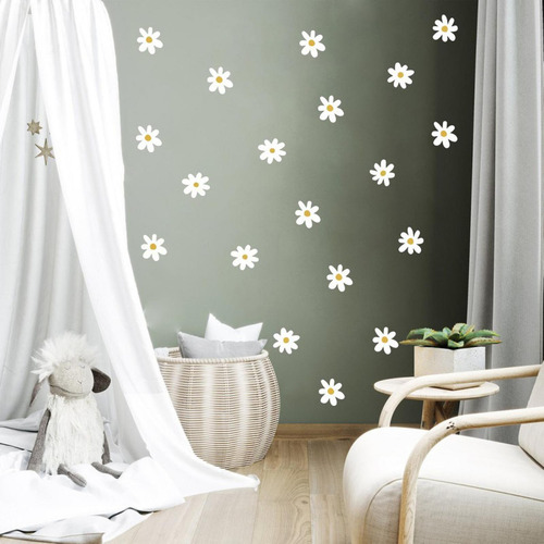 Calcomanías De Pared De Margaritas Blancas Pegatinas Margari