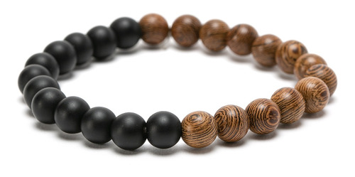 Imagen 2 de 10 de Pulsera De Piedras Naturales Madera Onix
