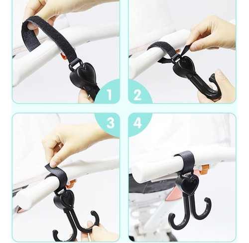 2x Ganchos Para Coche Bebé Giratorio 360 Colgador Mochilas