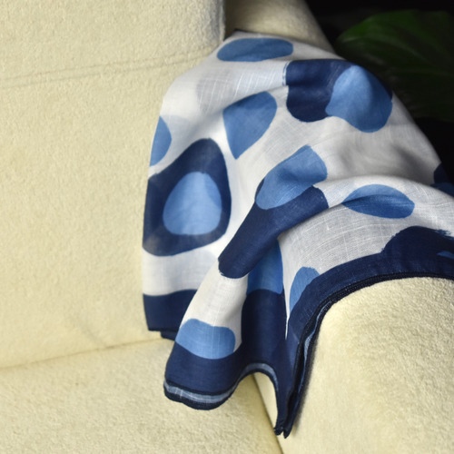 Pañuelo De Algodón, Para Mujer, Dama, Premium Azul Lunares U