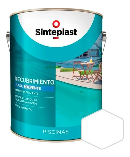 Sinteplast Piscinas | Pintura Para Piletas Base Caucho | Blanco 10l