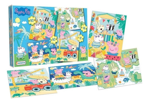 Peppa Pig  4 Puzzles Rompecabezas Tapimovil 