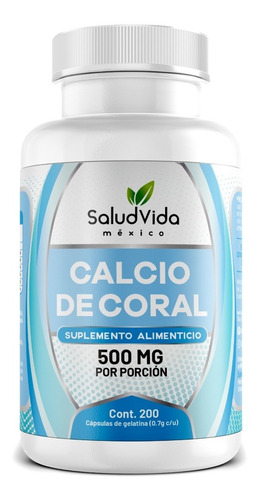 Imagen 1 de 3 de Calcio De Coral 200 Cápsulas Con 500mg