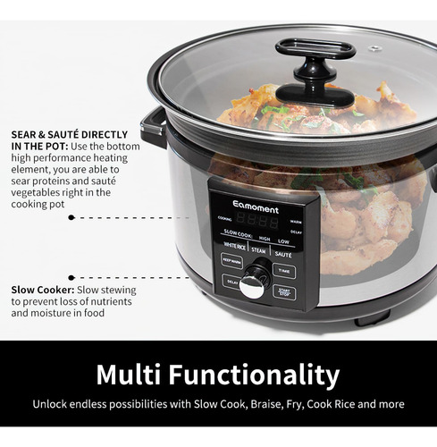 Olla De Cocción Lenta Programable Eamoment 5.5qt Con Tempori