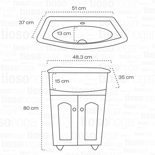Imagen 4 de 10 de Set Artefactos Baño Juego Vanitory 50 Cm Peinador Griferia