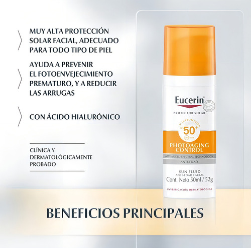 Protector Solar Facial Eucerin Fluido Anti-edad 50ml