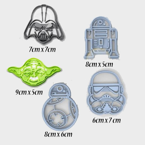 Imagen 2 de 4 de Set Combo Cortantes Galletitas Starwars Moldes X5 Star Wars