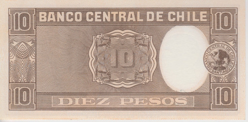 Imagen 4 de 4 de Billete 10 Pesos Chile 1948-1958 Maschke-herrera Unc