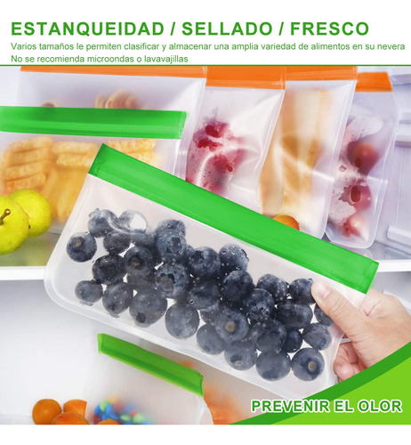 12 Piezas Bolsas Almacenamiento Reutilizables Ecológicas