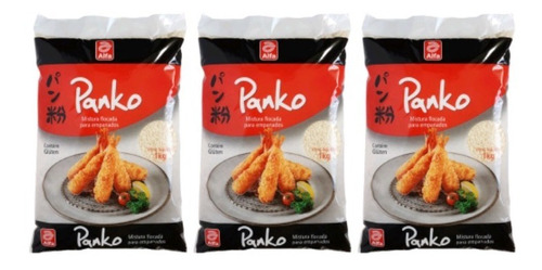 3 X Farinha Panko Flocada Mistura Para Empanar Alfa 1kg Cd