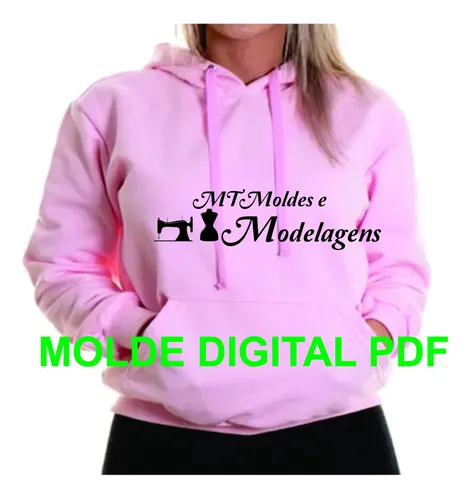 Molde Blusa Moletom Canguru Com Capuz Feminino pp Ao Gg