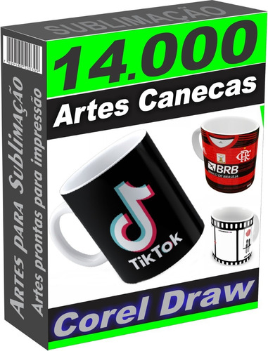 14.000 Artes P/ Sublimação Caneca Corel Pronta P/ Impressão