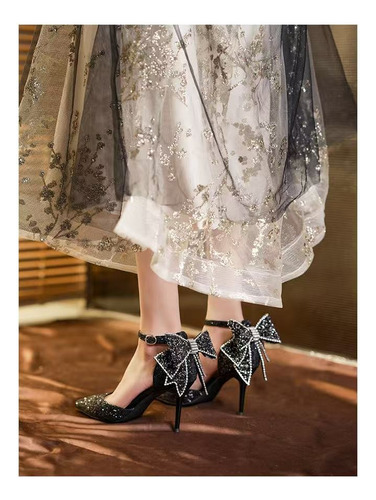 Sandalias Tacón Alto Con Tiras Modernas Y Dulces Para Mujer
