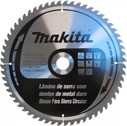 Disco Sierra Makita 305mm 30mm Color Plata