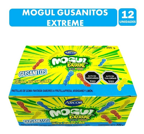 Gomitas Arcor Mogul Extreme Gusanitos (caja Con 12 Unidades)