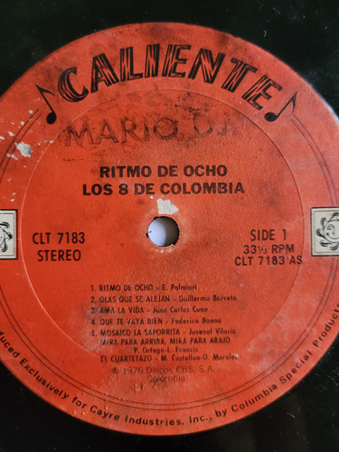 Los 8 De Colombia Ritmo Ocho Vinilo Lp Usa 76 Cumbia Salsa