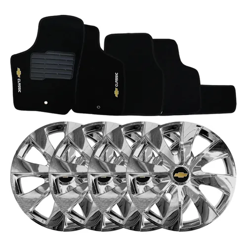 comprar Jogo De Calotas Aro 13 Cromadas Classic + Tapetes Bordados