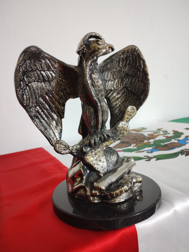 Aguila Porfirina Materia Bronce Niquel Base De Marmol