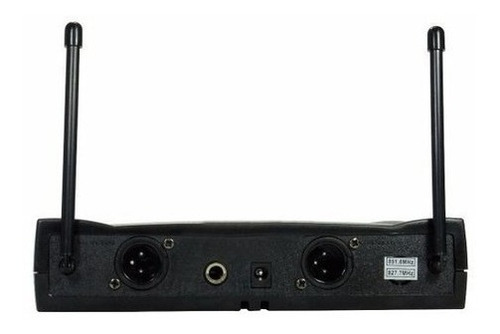 Microfone Duplo Sem Fio Qanta Vhf Bivolt Cor Preto