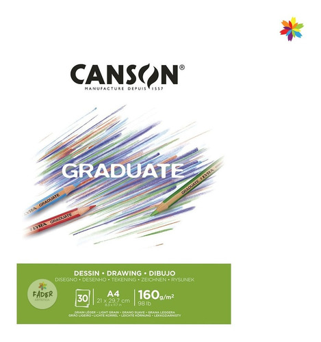 Block Dibujo Canson Graduate Dessin Blanc A4 160g 30h