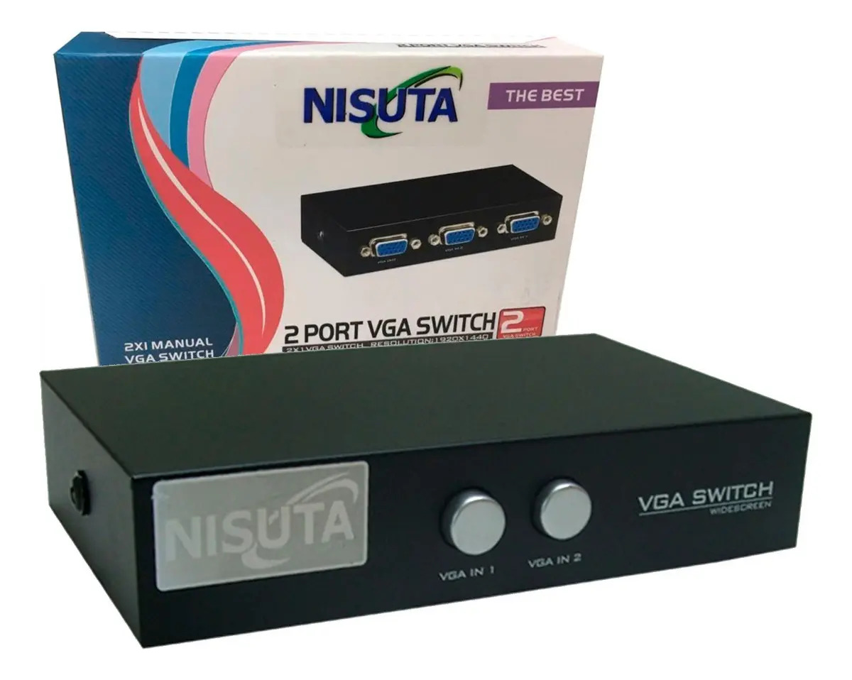 Switch Vga 2 Puertos Bocas Nisuta Manual Pc Monitor Adaptador