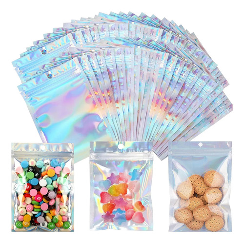 300 Sacos Plásticos Iridescentes Holográficos Resseláveis 10