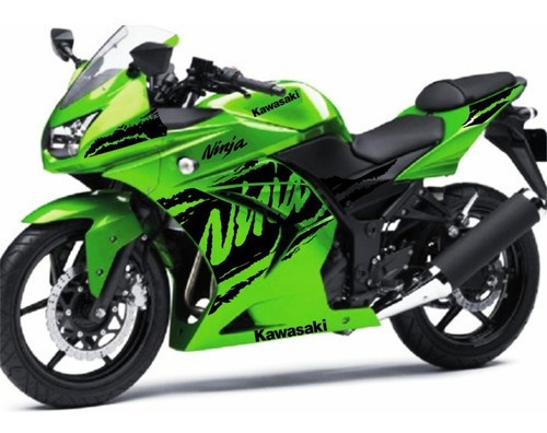 Kit Adhesivos Kawasaki Ninja 250r Negro Verde #01 Mk Motos