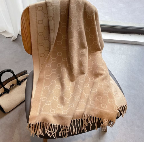 Cachecol Clássico Em Cashmere Marrom-claro Liso 170x70 Cm