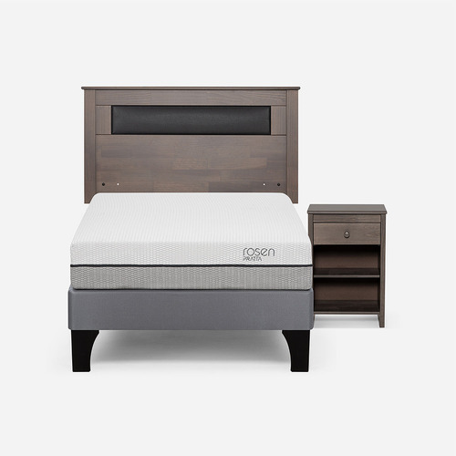 Cama Europea Pratta 1,5 Plazas P. Madera+muebles Ferrara Gra