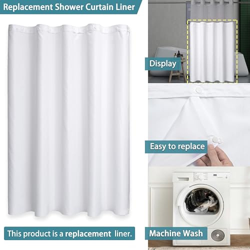 2 Pack Hotel Fabric Snap In Shower Curtain Liner Replacement